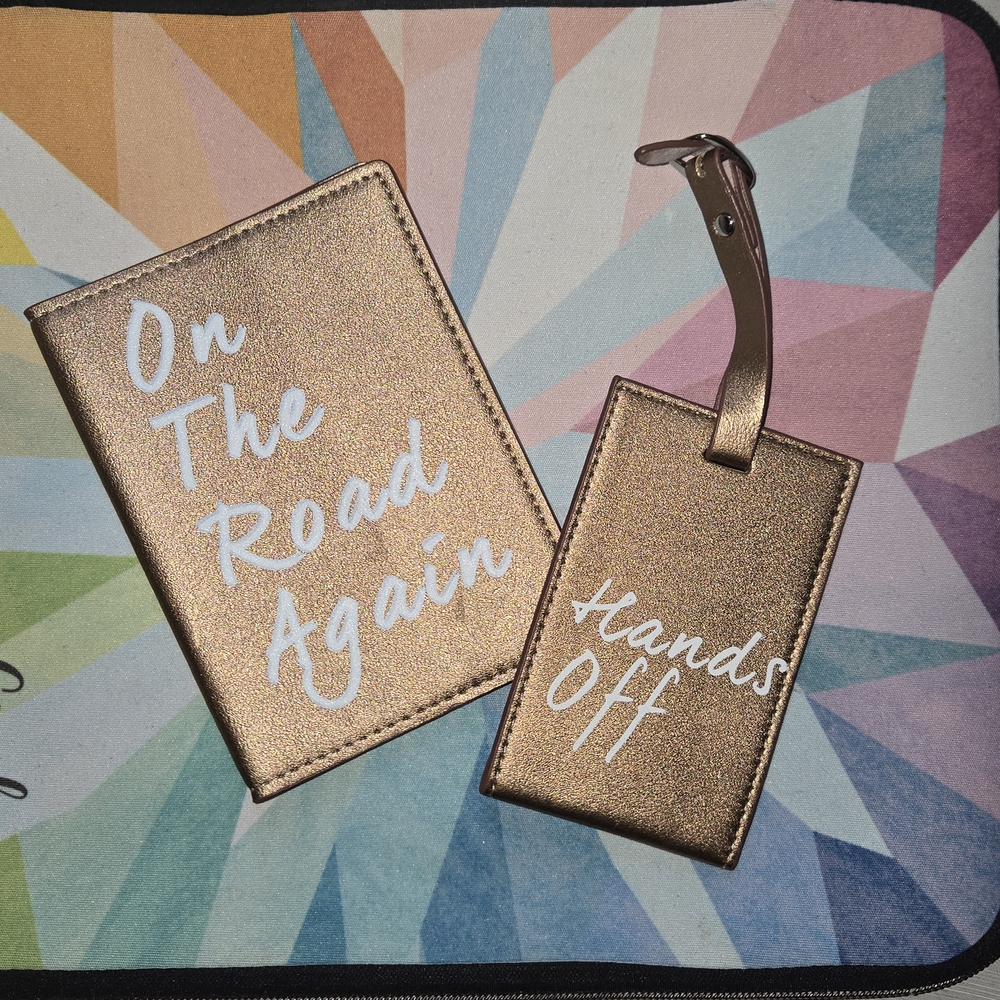 Rose Gold Travel Passport Holder and Luggage Tag Set